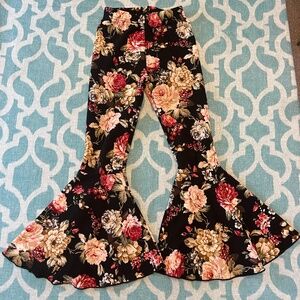 Girls Floral Bell Bottom Flare Pants